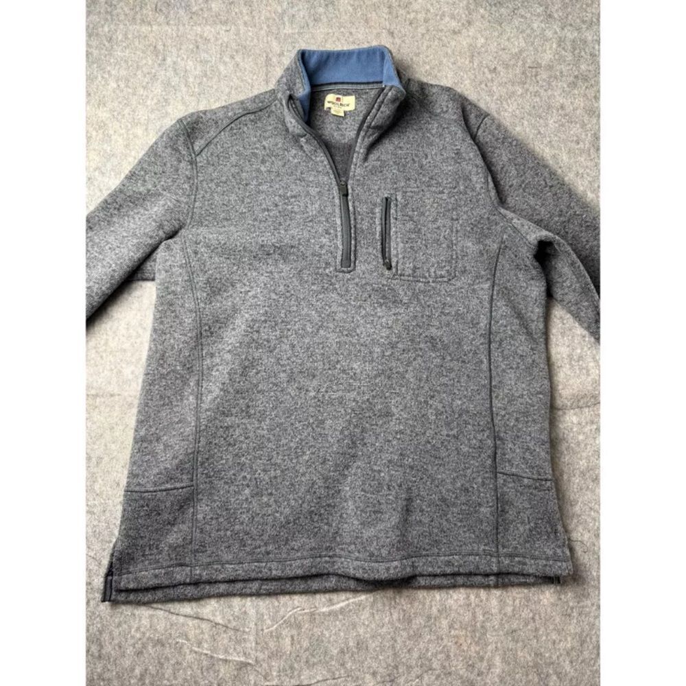 Woolrich‎ Pullover Mens L Gray Fleece Lined Half Zip Sweater Outdoor Warm Layer